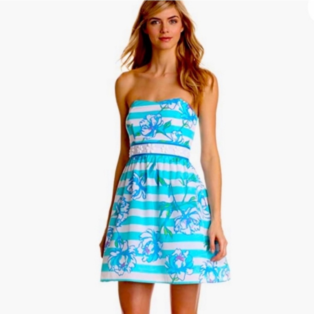 🌺 NWT Lilly Pulitzer Langley Dress Shorely Blue Tossing The Line Women’s Size 12